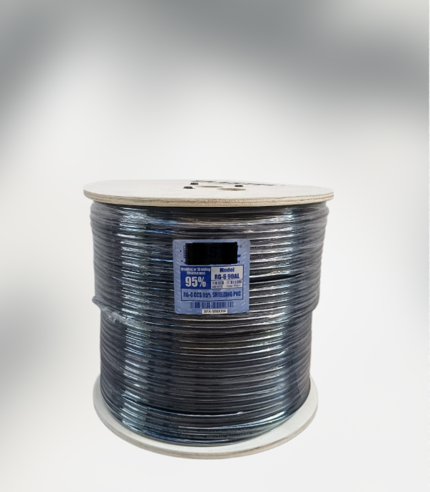 RG6-Coaxial Cable 75 Ohms , 95% CCS Braid Coverage,Black PVC Jacket  305 Meter /Reel