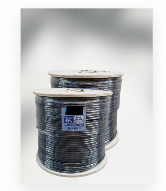 RG6-Coaxial Cable 75 Ohms , 95% CCS Braid Coverage,Black PVC Jacket  305 Meter /Reel