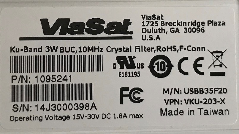 USMonolithics / MTI / Viasat 3W Standard Ku-Band BUC F-Type USBB35F20